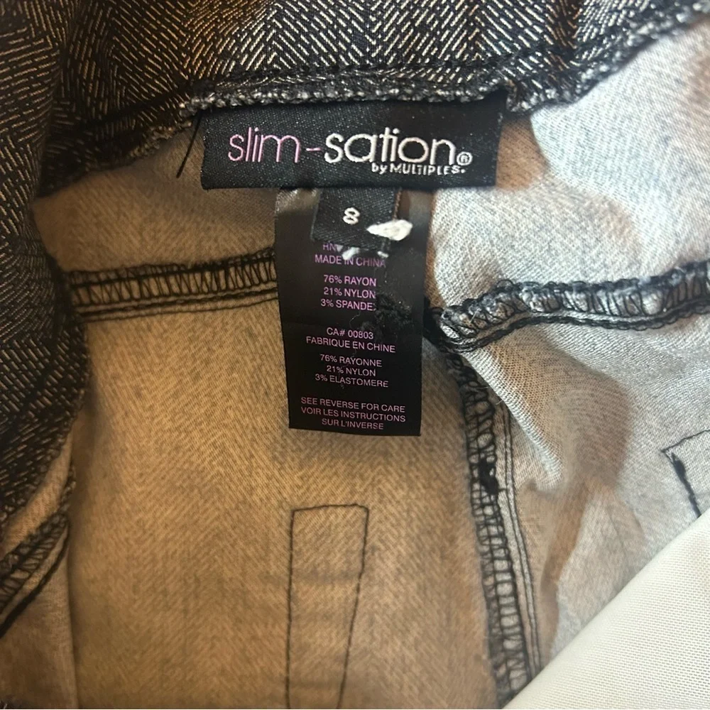 Slimsation by Multiples Pull On Herringbone Print Pants Size 8